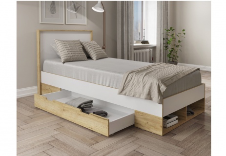 Односпальная кровать Сканди-К90 90x200 (дуб золотой/белый платинум